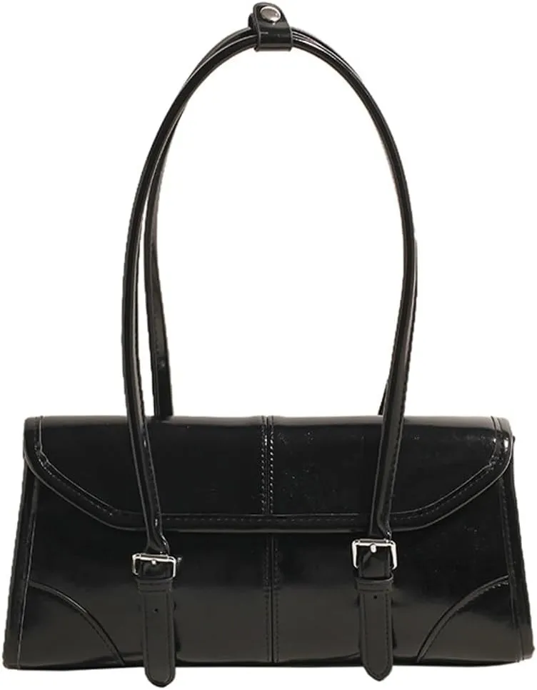 Glossy Vegan Leather Tote Bag for Women Small Y2k Shoulder Purse Trendy Handbags Top Handle Satchels 2024