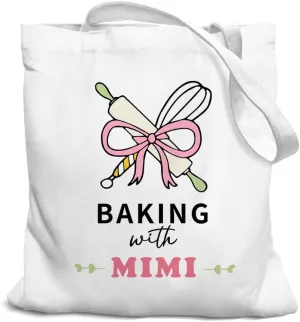 Grandma Gifts Canvas Tote Bag for Women, Grandma Gifts for Grandma, Grandma Tote Bag, Baking with Grandma Tote Bag