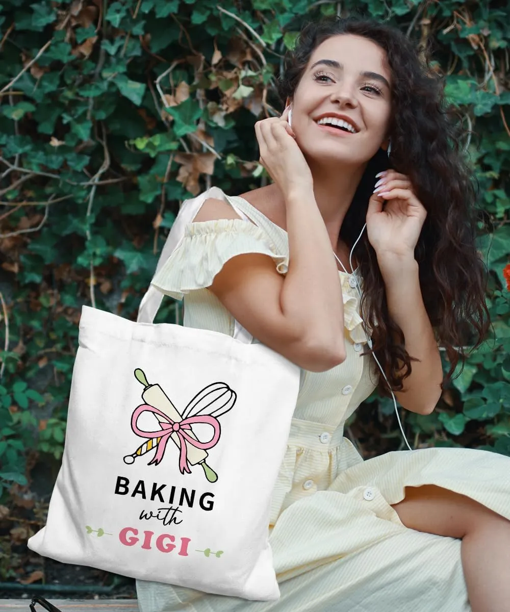 Grandma Gifts Canvas Tote Bag for Women, Grandma Gifts for Grandma, Grandma Tote Bag, Baking with Grandma Tote Bag