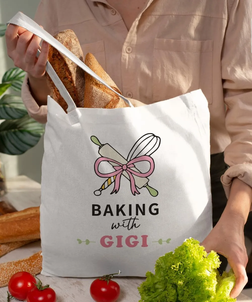 Grandma Gifts Canvas Tote Bag for Women, Grandma Gifts for Grandma, Grandma Tote Bag, Baking with Grandma Tote Bag