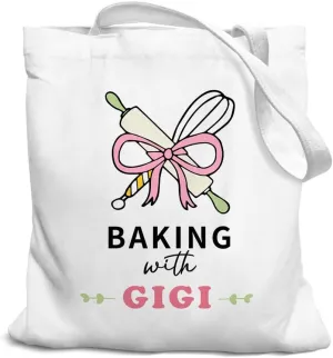 Grandma Gifts Canvas Tote Bag for Women, Grandma Gifts for Grandma, Grandma Tote Bag, Baking with Grandma Tote Bag