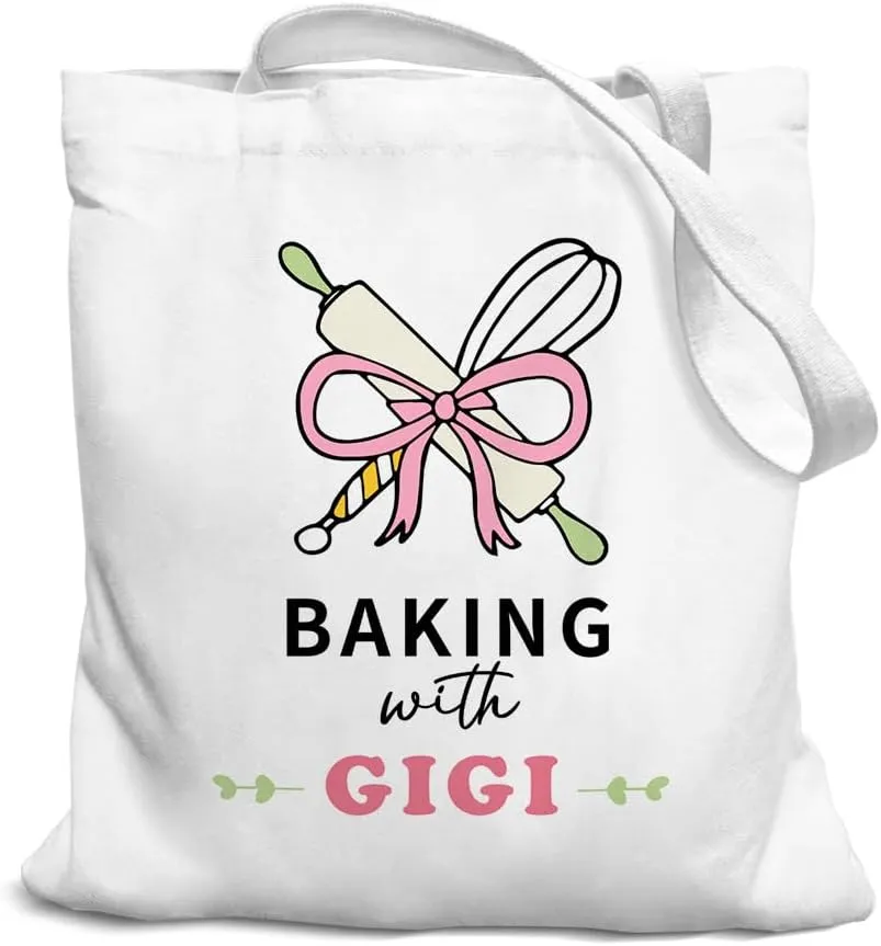 Grandma Gifts Canvas Tote Bag for Women, Grandma Gifts for Grandma, Grandma Tote Bag, Baking with Grandma Tote Bag