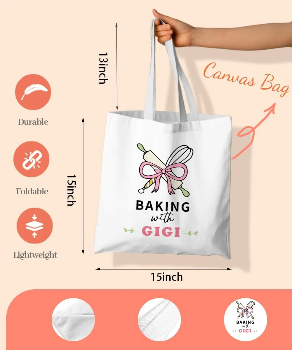 Grandma Gifts Canvas Tote Bag for Women, Grandma Gifts for Grandma, Grandma Tote Bag, Baking with Grandma Tote Bag