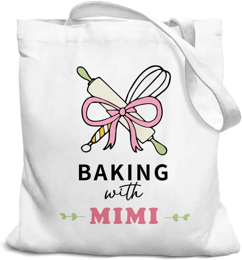 Grandma Gifts Canvas Tote Bag for Women, Grandma Gifts for Grandma, Grandma Tote Bag, Baking with Grandma Tote Bag