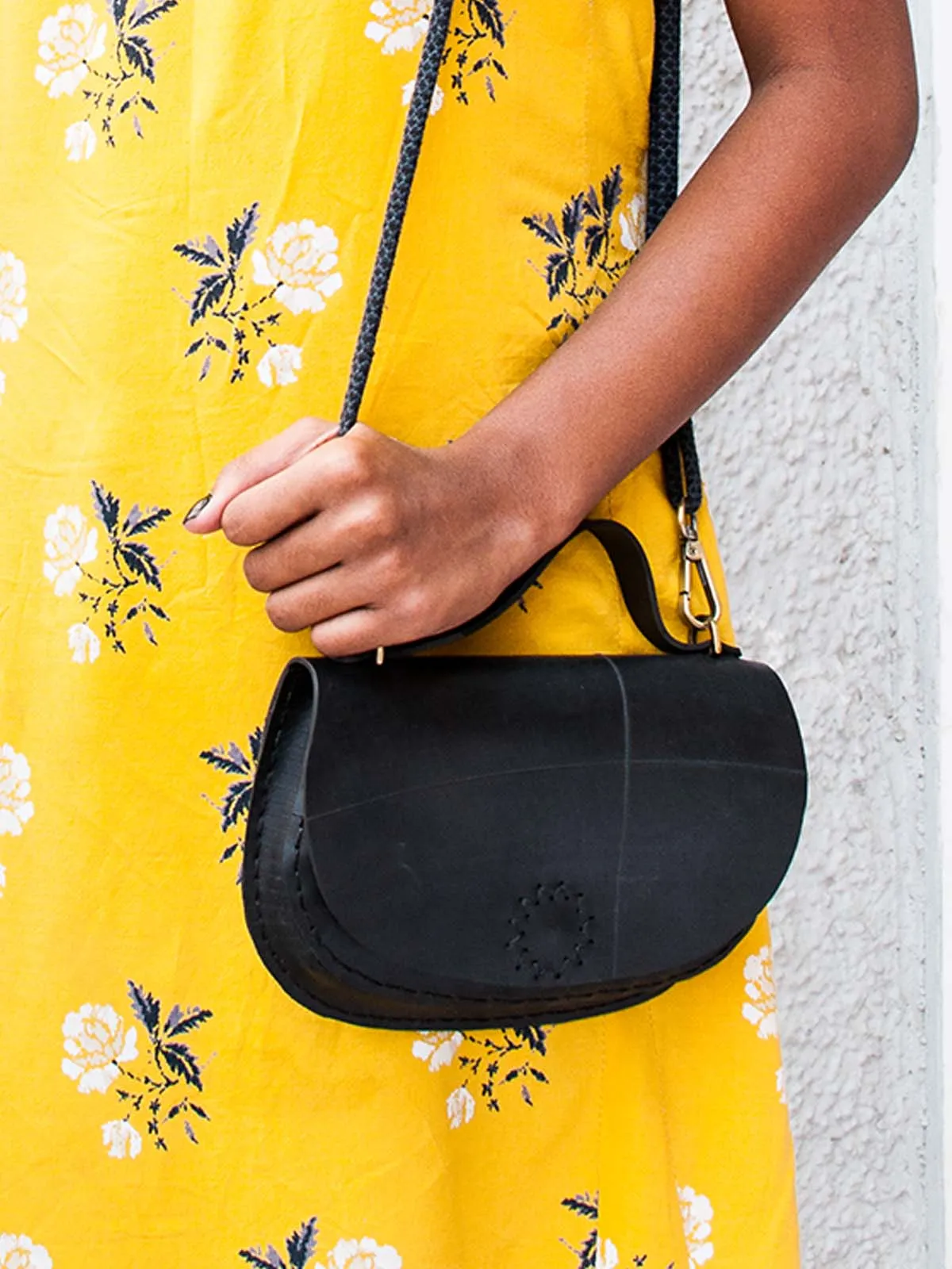 Hand Stitched Sling Bags Black