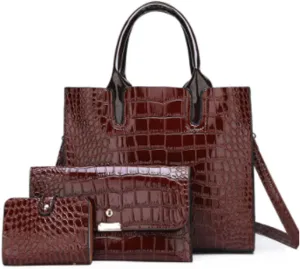 Handbags for women 3 Sets Handbags Quality Pu Alligator Leather Women Handbags Tote Bag Ladies Shoulder Bag Clutch Messenger Bag