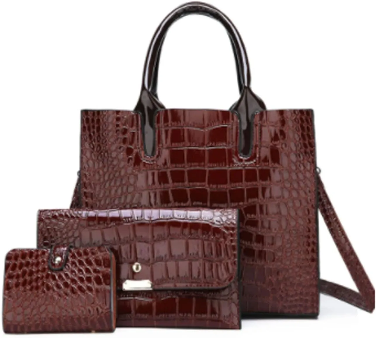 Handbags for women 3 Sets Handbags Quality Pu Alligator Leather Women Handbags Tote Bag Ladies Shoulder Bag Clutch Messenger Bag