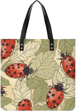 Handbags for WomenLadybugTrendy Vegan Leather Hobo Handbags,Women's Soft Bucket Bag For Women - Ladies Handbags For Work, Travel, Casual Use,Birthday Gifts
