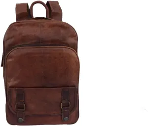 Handcrafted Genuine Leather Backpack Rucksack Shoulder Bag, Cushion Padded Compartment Fits 13 Inch Laptop, Men Women Office Business College Handbag Daypack