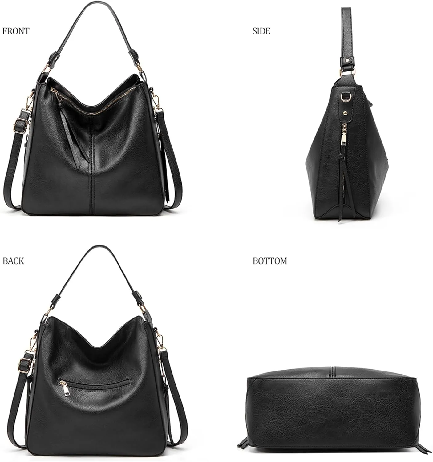 Hobo Bag for Women Trendy PU Leather Crossbody Shoulder Handbag Ladies Bucket Purse Tote Wallet Set 2PCS