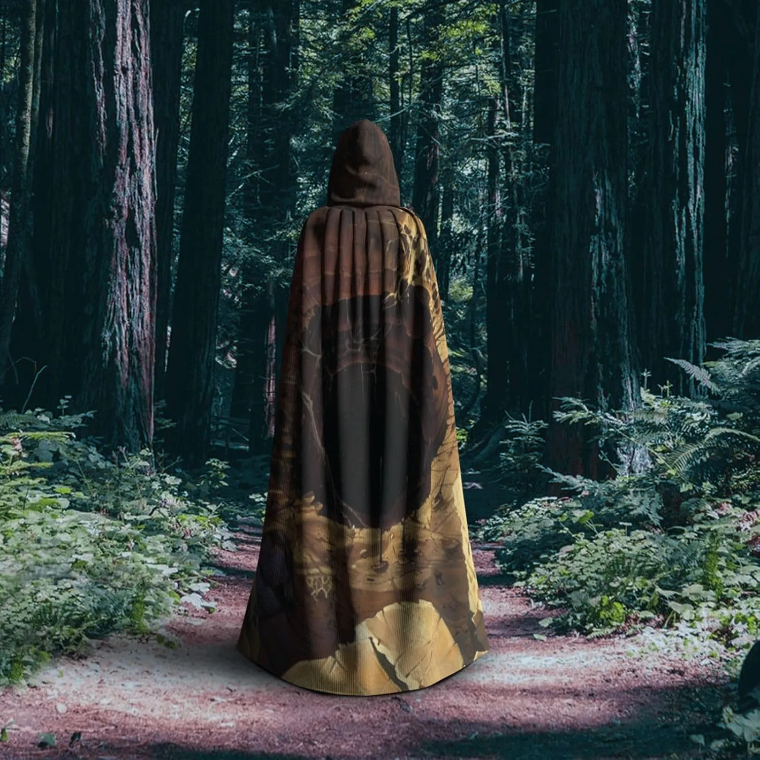 Horror Cartoon Adult Hooded Costume Cloak, Halloween Long Cape with an Oversized Hooded Cloak for Party Cosplay