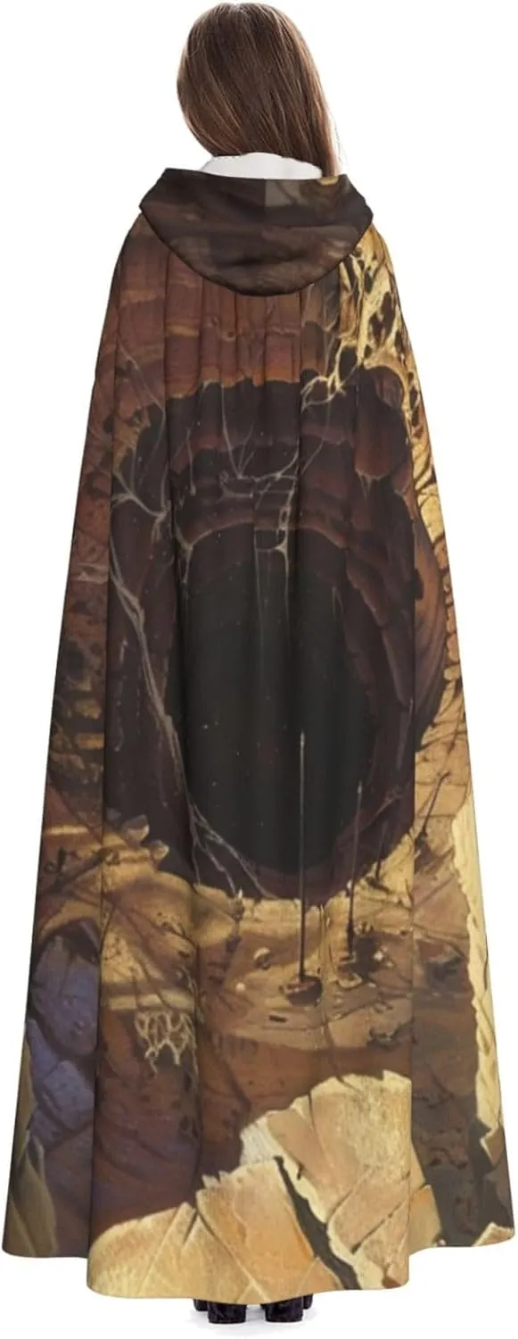 Horror Cartoon Adult Hooded Costume Cloak, Halloween Long Cape with an Oversized Hooded Cloak for Party Cosplay