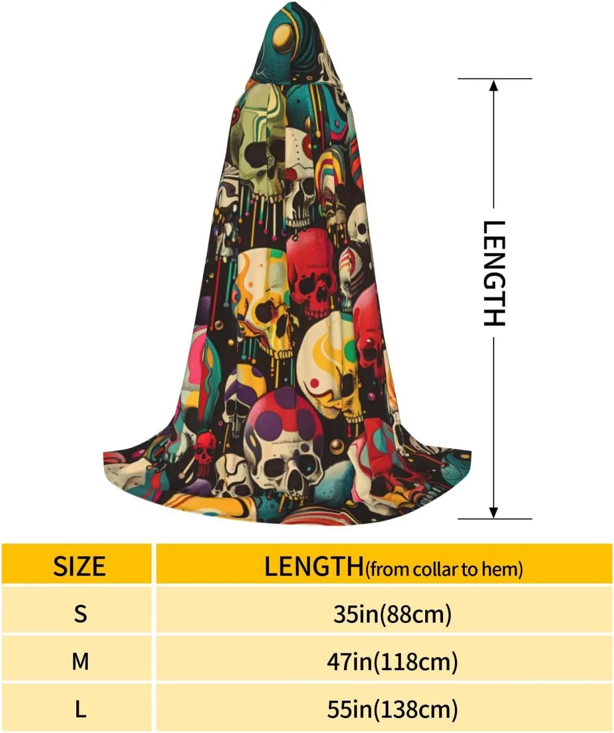 Horror Cartoon Halloween Cape For Teenagers, Hooded Cloak Long Cape Costume Cloak For Party Or Cosplay