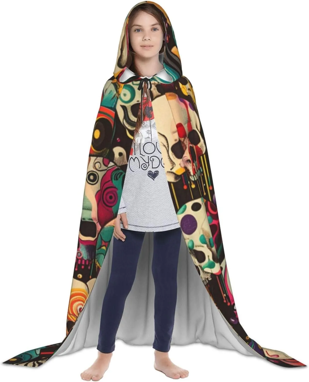 Horror Cartoon Halloween Cape For Teenagers, Hooded Cloak Long Cape Costume Cloak For Party Or Cosplay