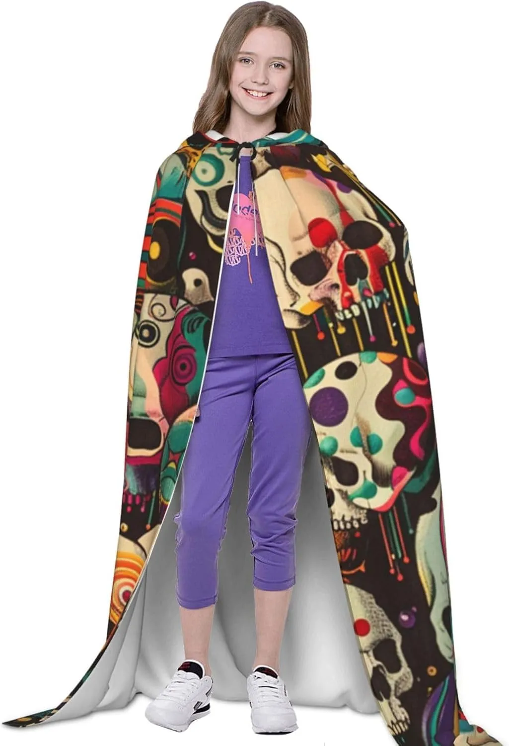 Horror Cartoon Halloween Cape For Teenagers, Hooded Cloak Long Cape Costume Cloak For Party Or Cosplay