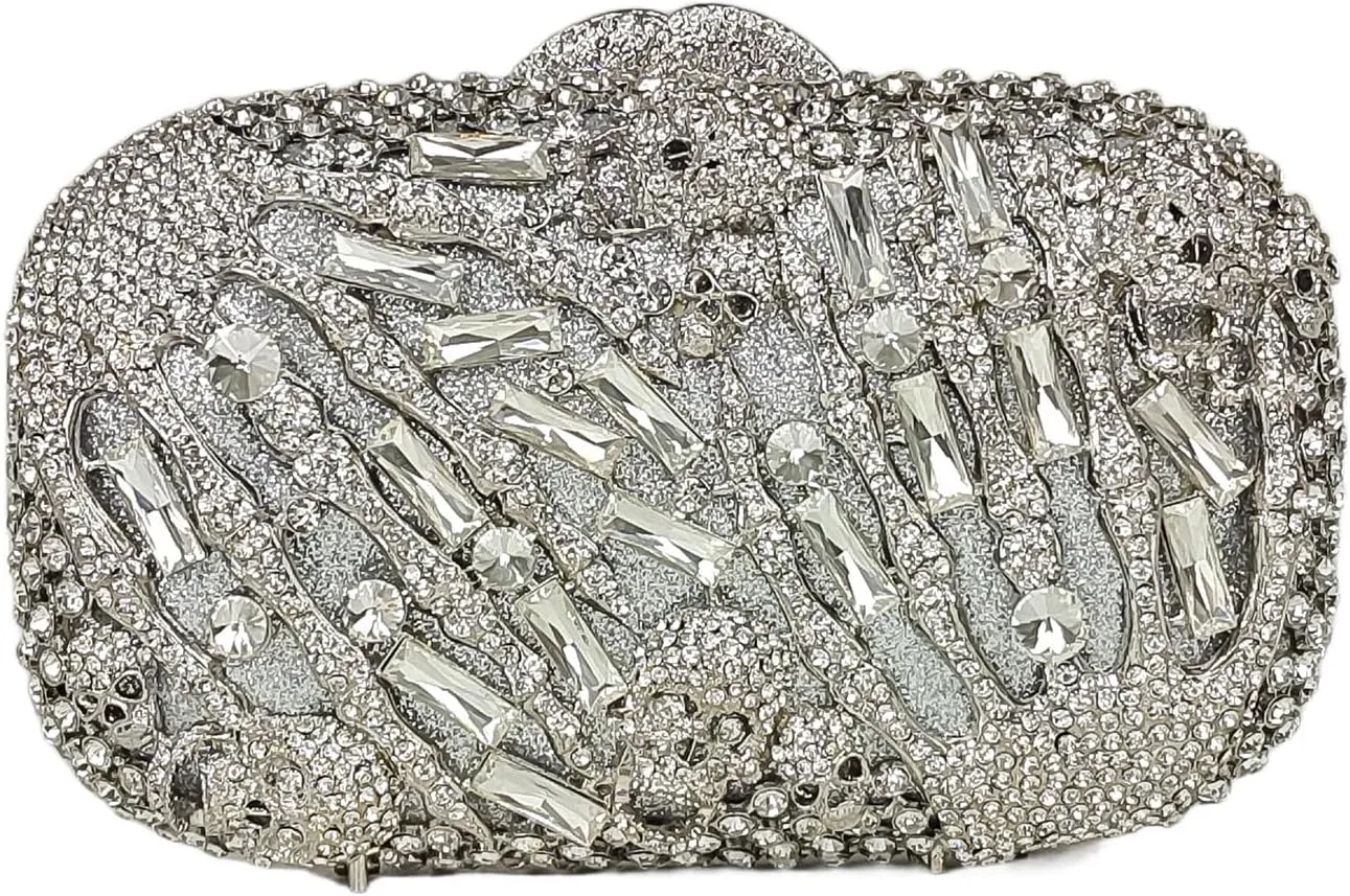 HUANG ZHUANG Cool Skull Crystal Clutch Purse Halloween Rhinestone Party Bag Luxury Skulls Evening Bags Women Handbags