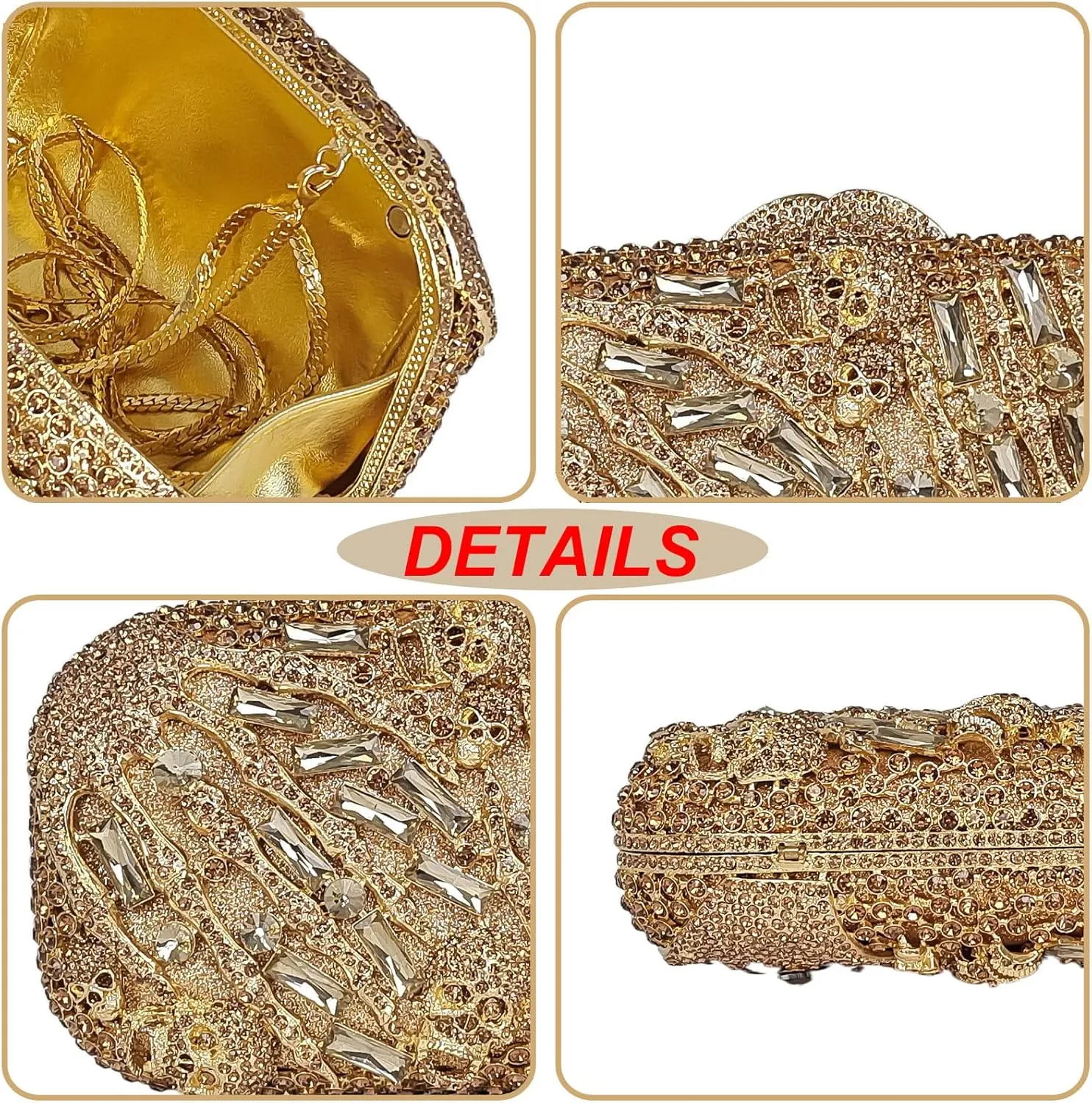 HUANG ZHUANG Cool Skull Crystal Clutch Purse Halloween Rhinestone Party Bag Luxury Skulls Evening Bags Women Handbags