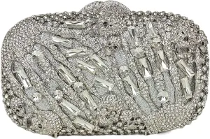 HUANG ZHUANG Cool Skull Crystal Clutch Purse Halloween Rhinestone Party Bag Luxury Skulls Evening Bags Women Handbags