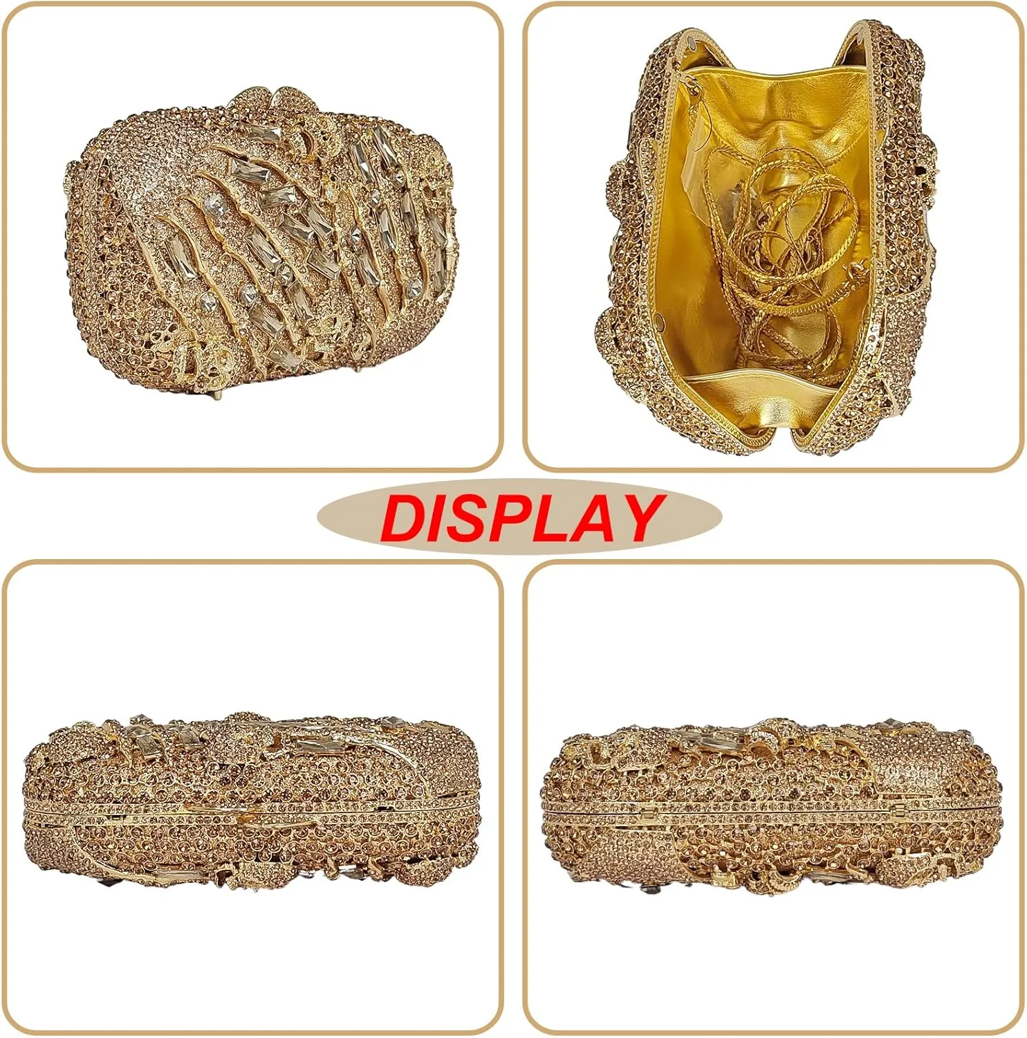 HUANG ZHUANG Cool Skull Crystal Clutch Purse Halloween Rhinestone Party Bag Luxury Skulls Evening Bags Women Handbags