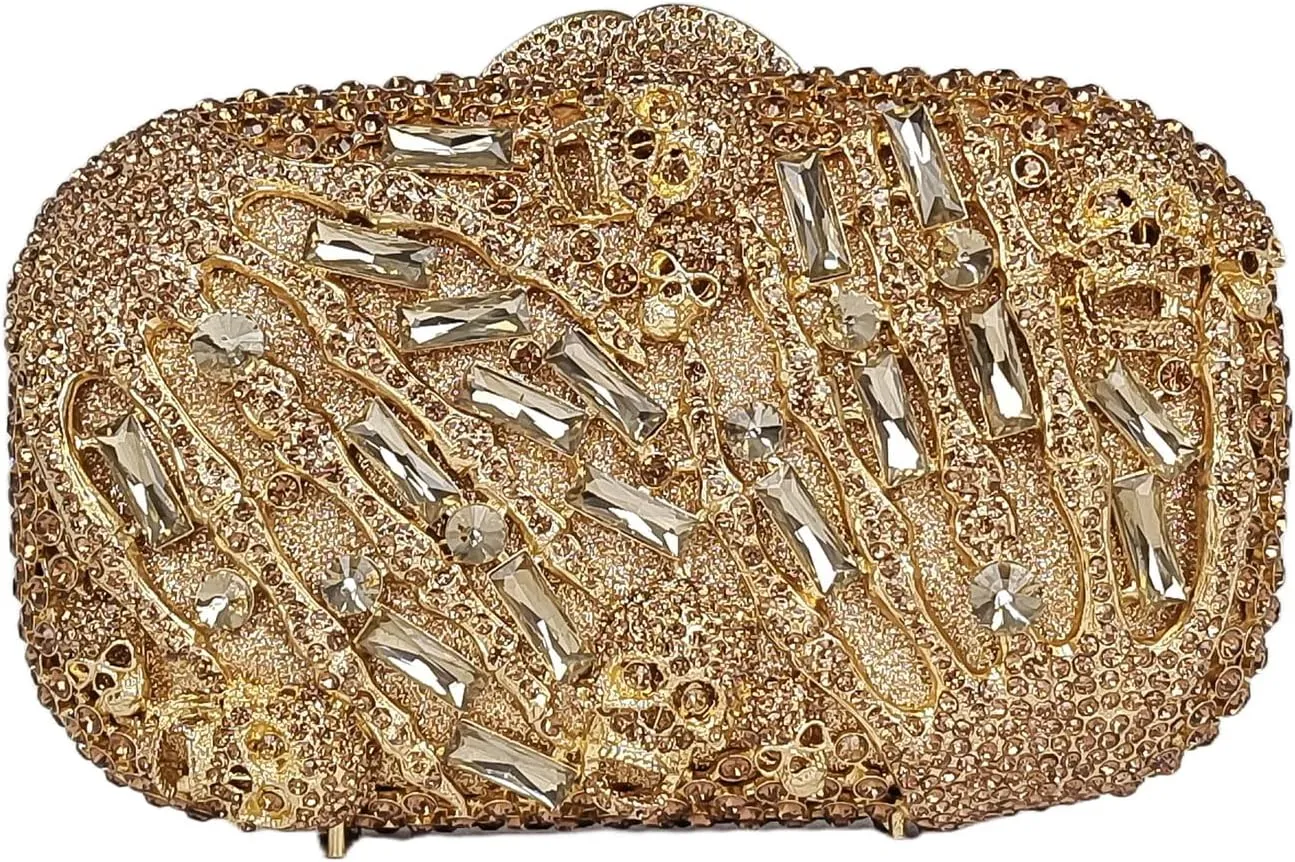 HUANG ZHUANG Cool Skull Crystal Clutch Purse Halloween Rhinestone Party Bag Luxury Skulls Evening Bags Women Handbags