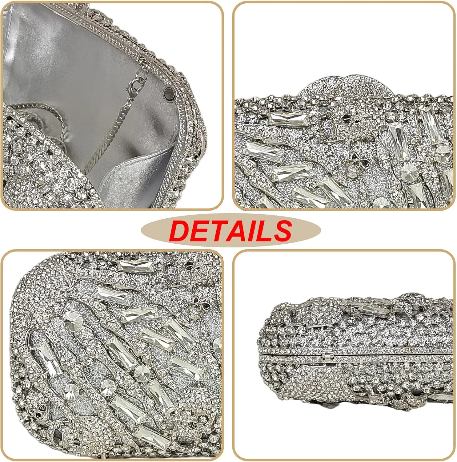 HUANG ZHUANG Cool Skull Crystal Clutch Purse Halloween Rhinestone Party Bag Luxury Skulls Evening Bags Women Handbags