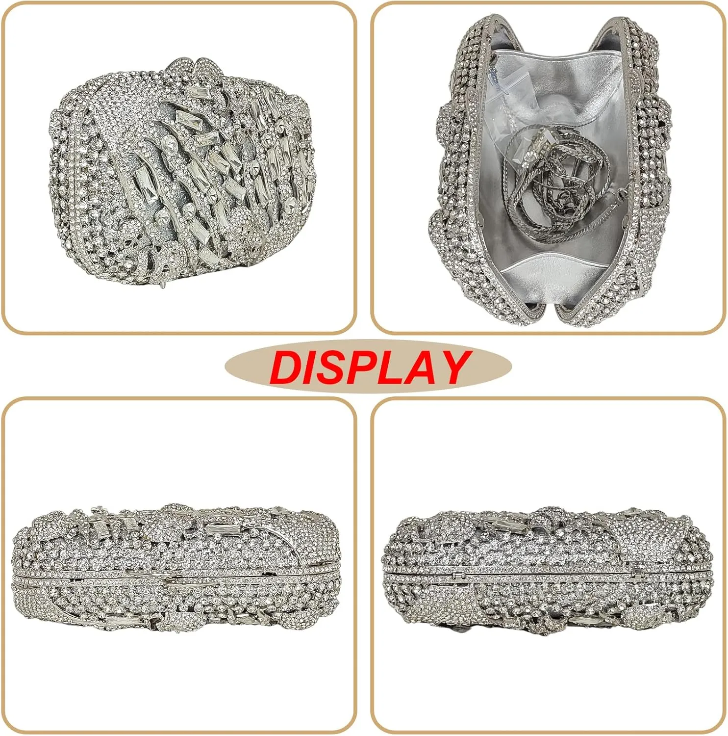 HUANG ZHUANG Cool Skull Crystal Clutch Purse Halloween Rhinestone Party Bag Luxury Skulls Evening Bags Women Handbags