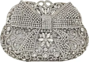 HUANG ZHUANG Crystal Clutch Bowknot Women Elegant Handbag For Wedding Prom Banquet Purses Party Bag