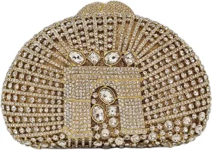 HUANG ZHUANG Elegant Crystal Clutch Sparkling Rhinestone Purse For Women Wedding Handbag Prom Banquet Purses Party Bag(gold)
