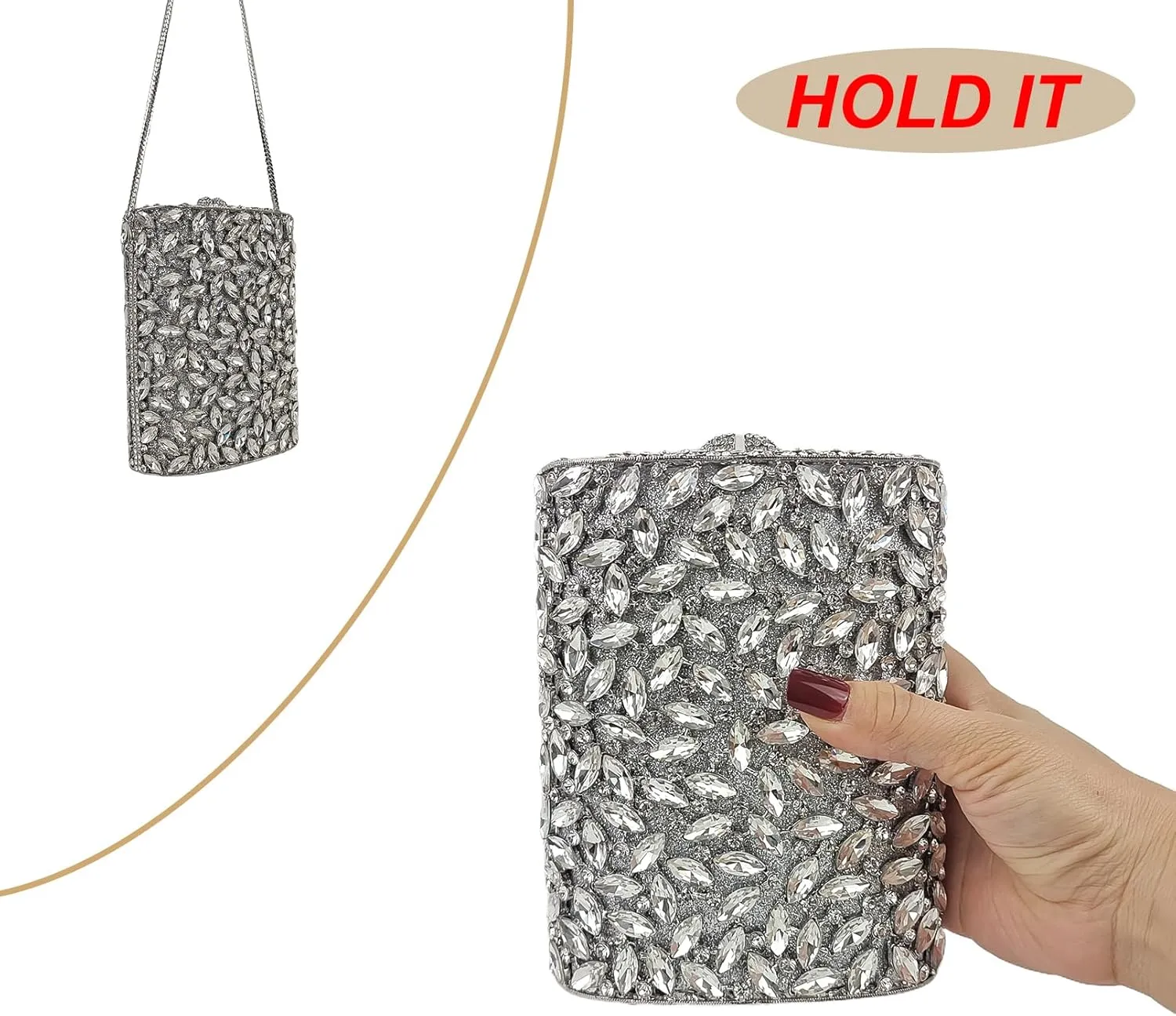HUANG ZHUANG Flask Shaped Evening bag Funny Rhinestone Handbag Party Bag Women Crystal Clutch Purse for Prom Banquet