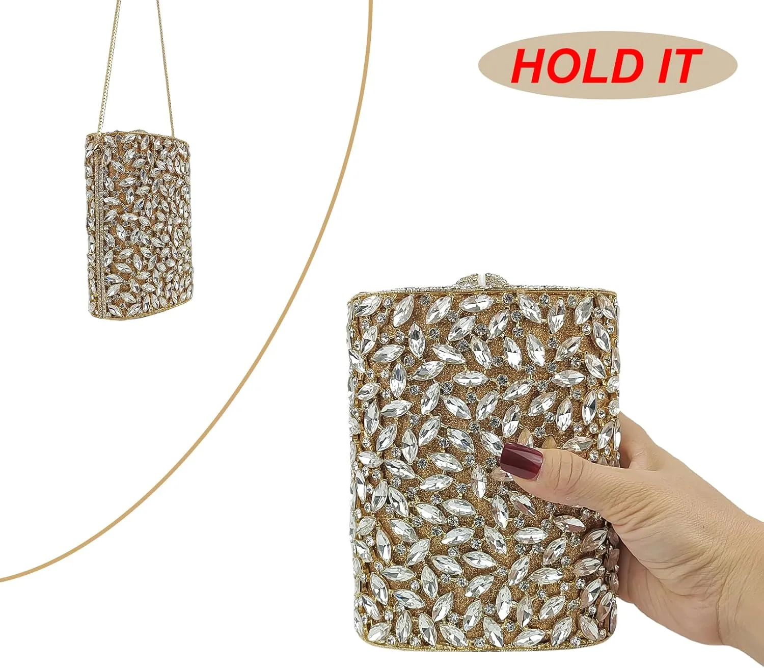 HUANG ZHUANG Flask Shaped Evening bag Funny Rhinestone Handbag Party Bag Women Crystal Clutch Purse for Prom Banquet