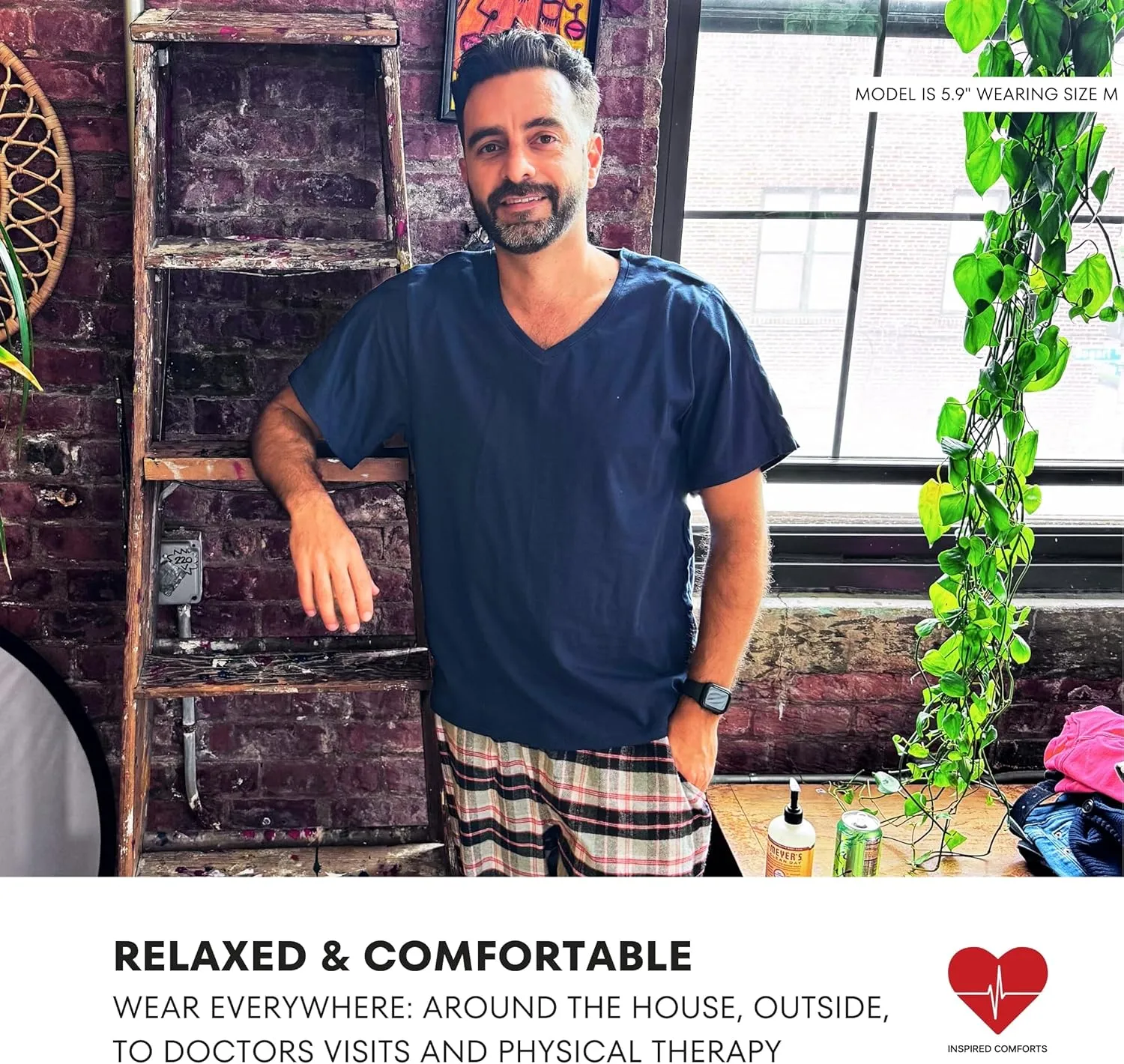 Inspired Comforts Unisex Post Surgery & Rehab V Neck Dual Access Snap Shirt