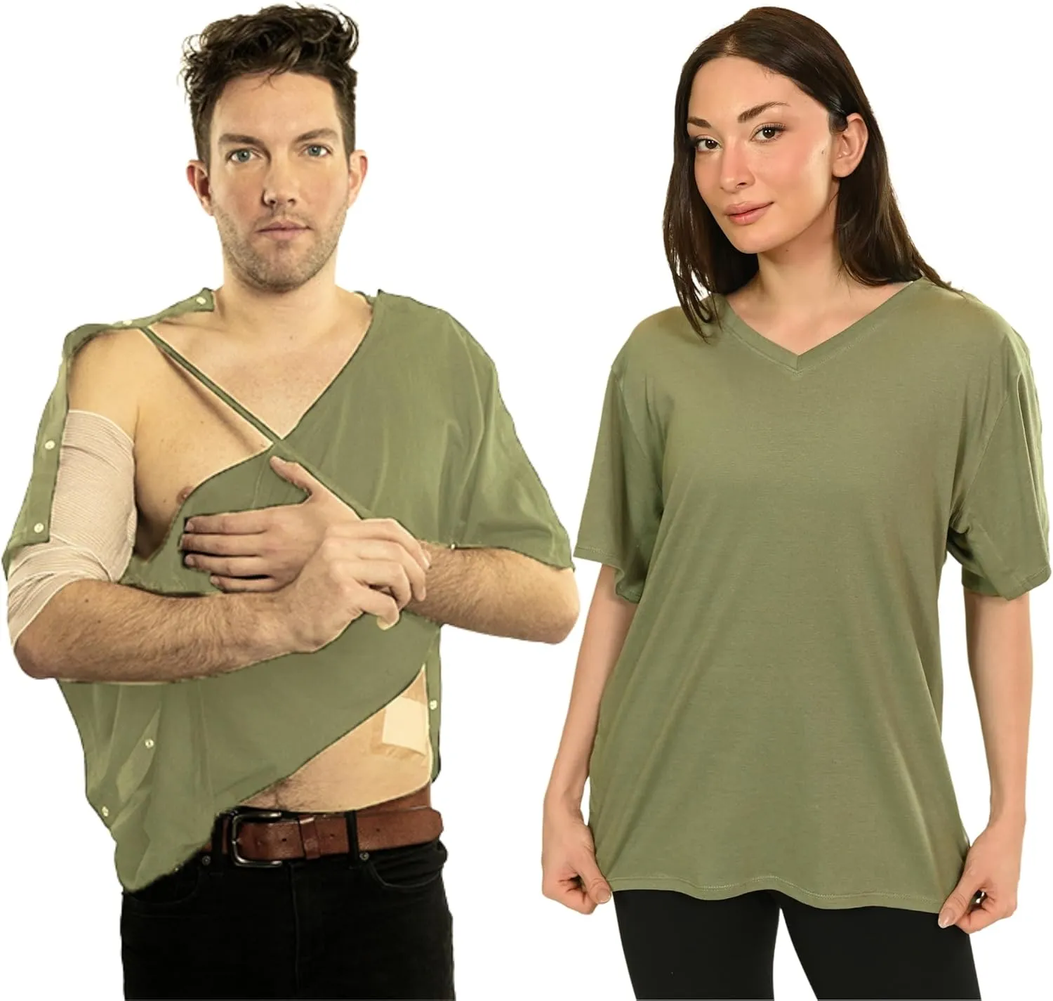 Inspired Comforts Unisex Post Surgery & Rehab V Neck Dual Access Snap Shirt