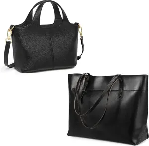 Kattee Genuine Leather Tote Shoulder Bag with Purses and Handbags