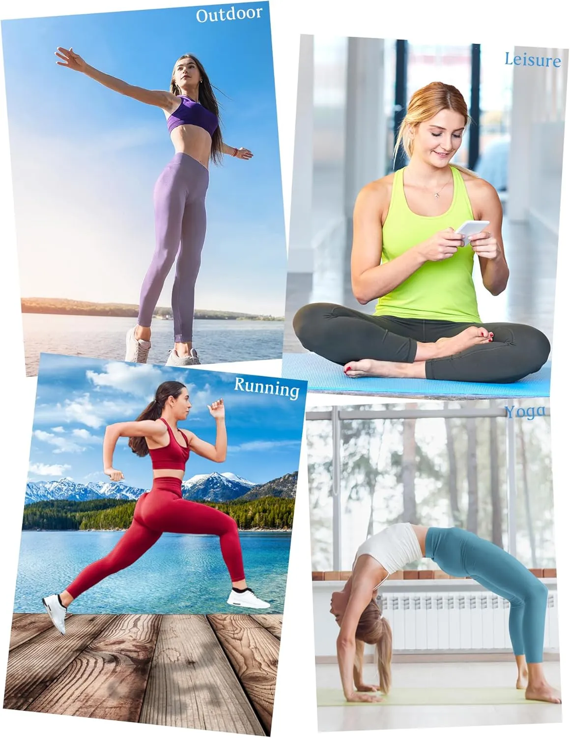 KOWBEAR Womens Yoga Leggings 4-Way Stretch High Waisted Tummy Control Pant with Pocket Workout Athletic Gym Casual Pants