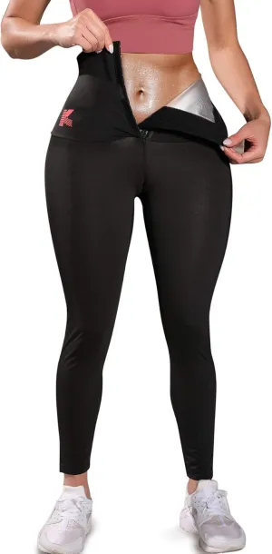 KUMAYES Sauna Leggings for Women Sweat Pants High Waist Compression Slimming Hot Thermo Workout Training Capris Body Shaper