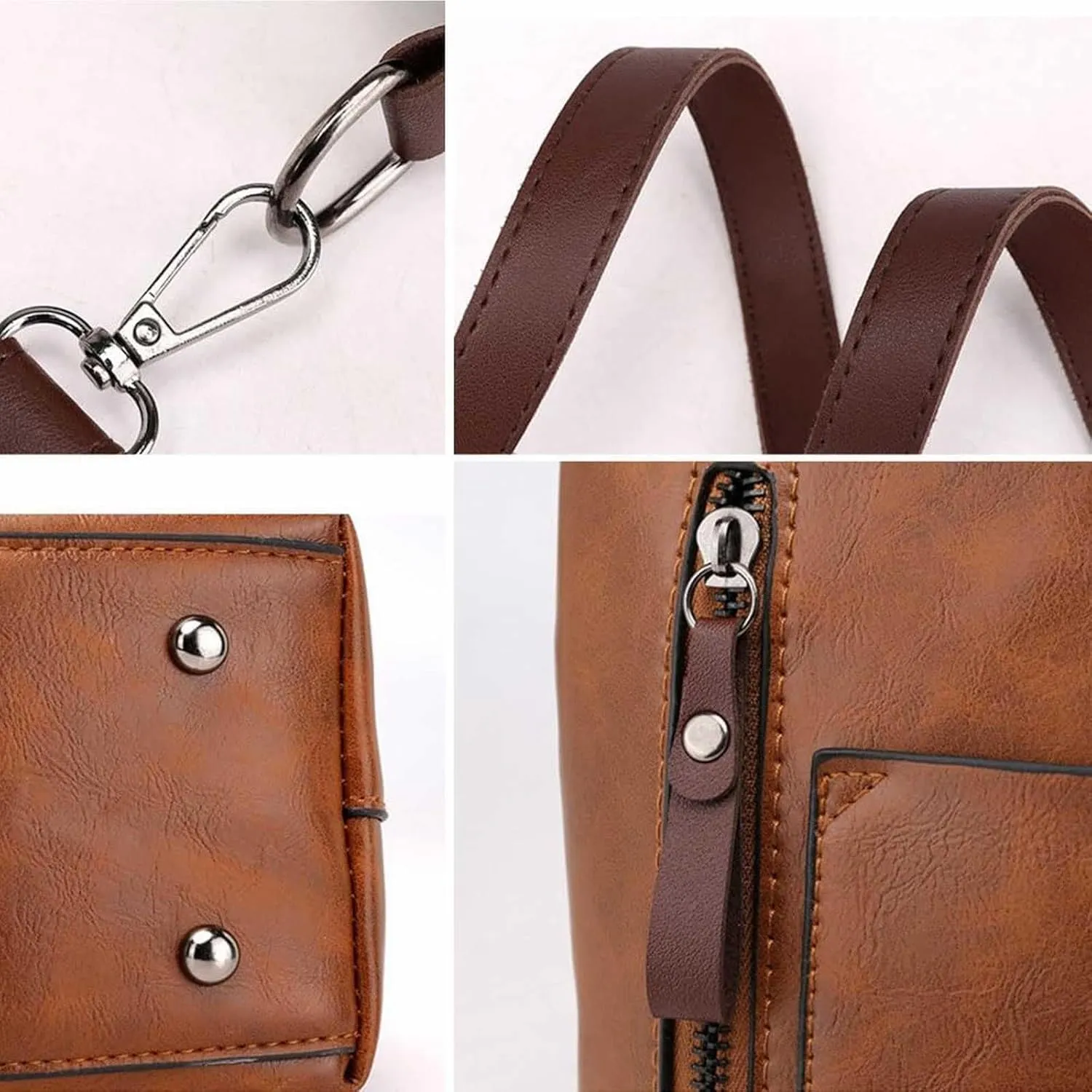 Ladies Vintage Leather Shoulder Bag Large Capacity Tote Bags Women Crossbody Bag Multi Pocket Shoulder (Grey, One Size)