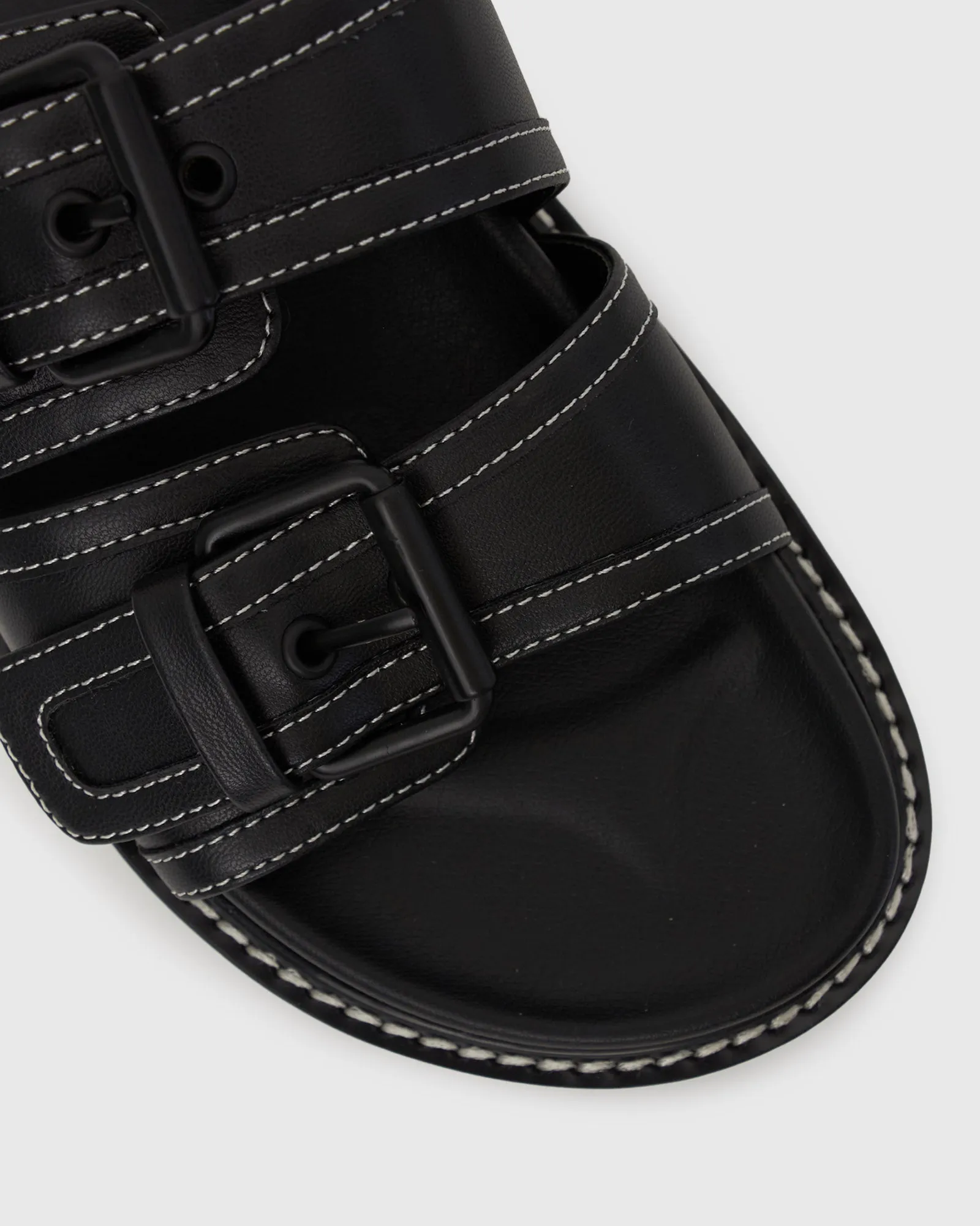LAIKEN Vegan Buckle Footbed Slides