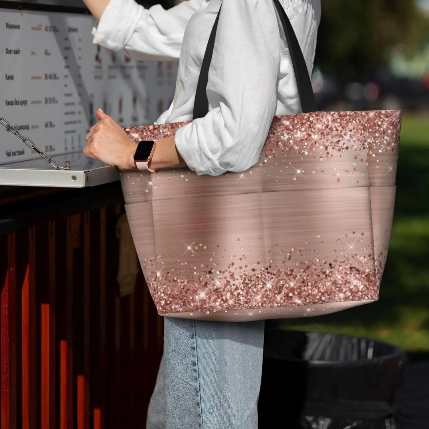 Large Beach Bag For Women Waterproof Foldable Travel Shoulder Tote Bag With Pocket For Weekender Pool Vacation