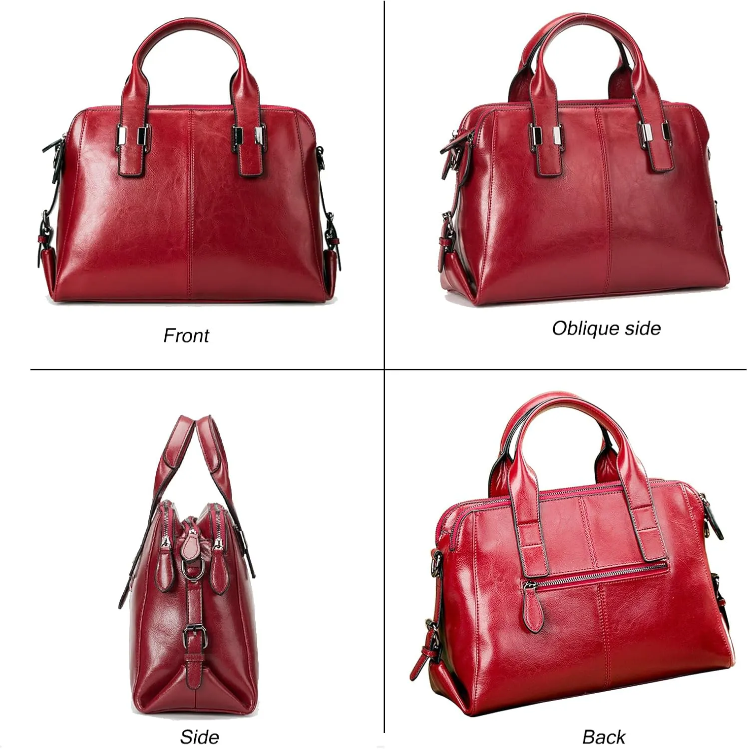 Large Leather Satchel Bag For Women Genuine Leather Handle Bag Work Tote Purse And Handbags With Triple Compartments