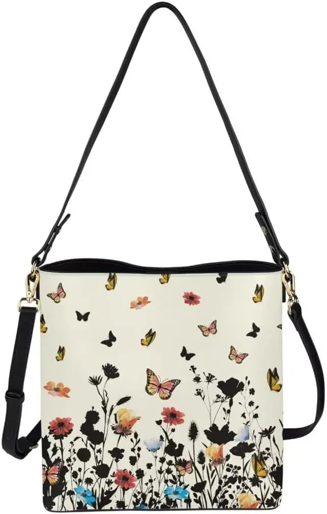 Leather Bucket Bags for Women Satchels Bucket Purse Large Tote Bags Commuting Crossbody Handbag Fashion Hobo Bags
