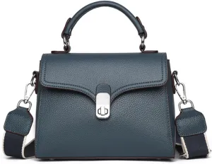 Leather Top Handle Handbag for Women, Small Flap Shoulder Bags Vintage Satchels Fashion Crossbody Clutch Purse