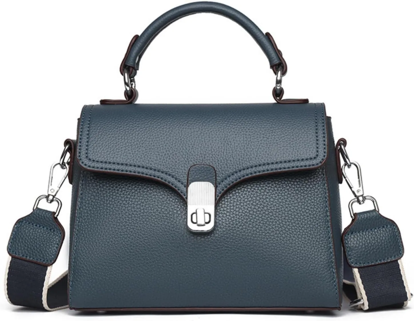 Leather Top Handle Handbag for Women, Small Flap Shoulder Bags Vintage Satchels Fashion Crossbody Clutch Purse