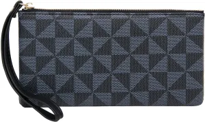 LJCZKA Wristlet Wallets for Women Clutch Purse PU Leather Handbags Cellphone Credit Card Holder with Wrist Strap (Black)