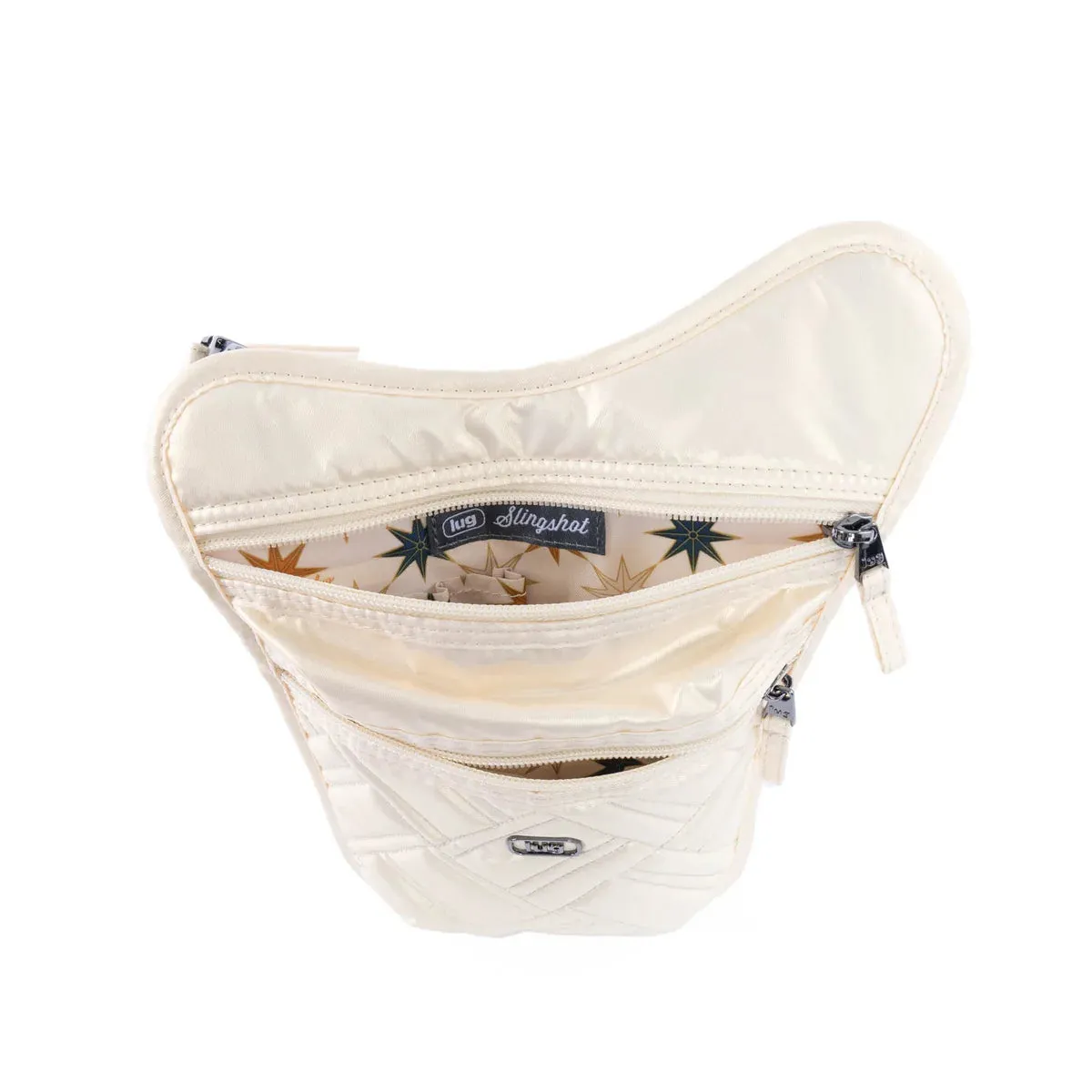 LUG Slingshot Convertible Crossbody Bag in Metallic Silver