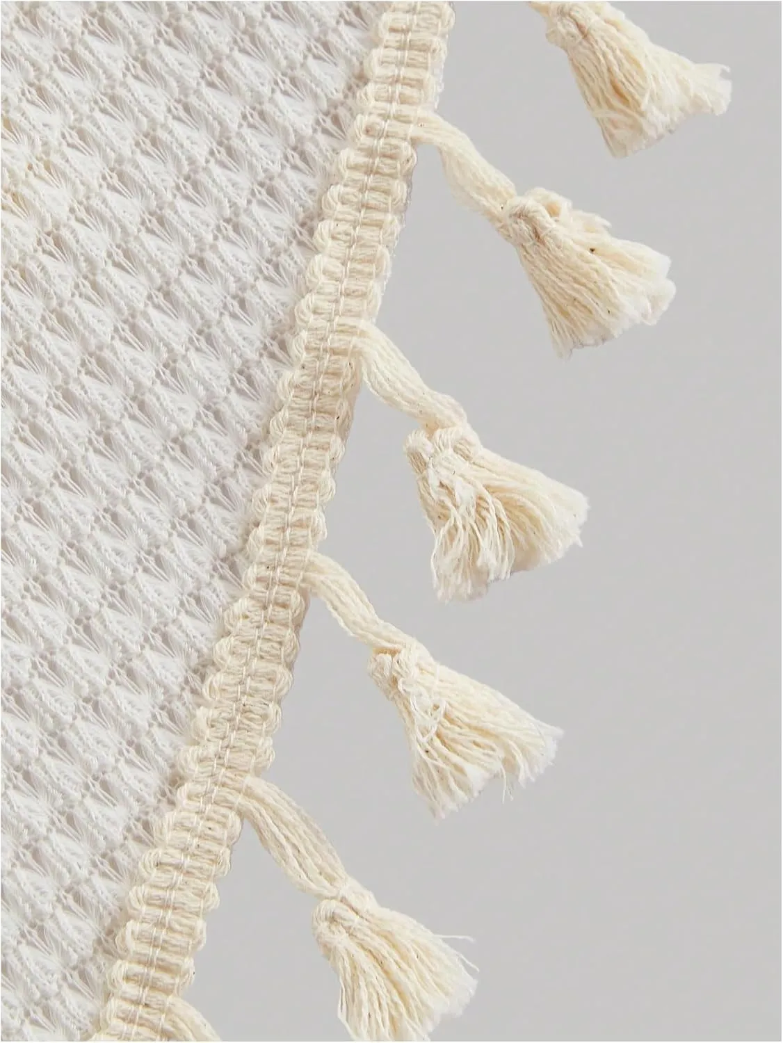 MakeMeChic Women's Boho Fringe Crochet Asymmetric Cami Tops Shell Spaghetti Strap Knitted Camisole