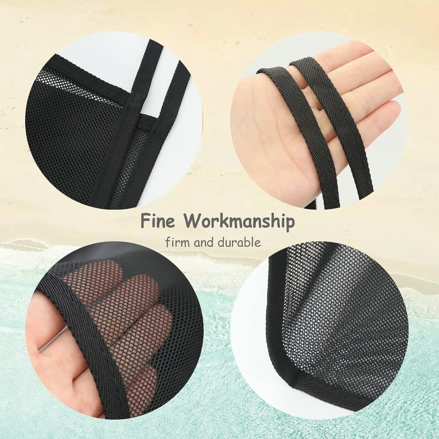 Mesh Beach Tote Bag for Sand Toys Kids Women Foldable Lightweight Durable Outdoor Shopping Travel Swim