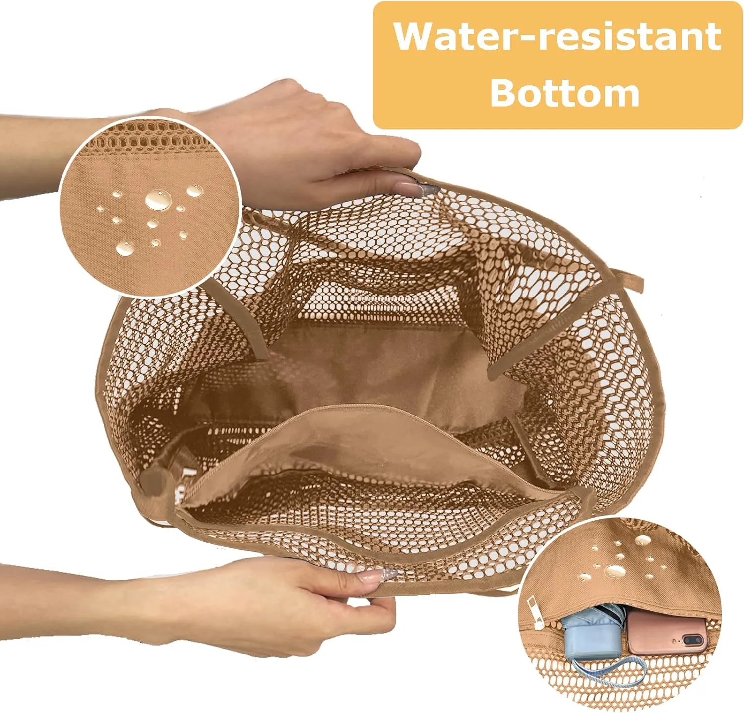 Mesh Beach Tote Bags for Women Sandproof Large Shoulder Pool Swimming Bag Summer Vacation Essentials Inner Pocket