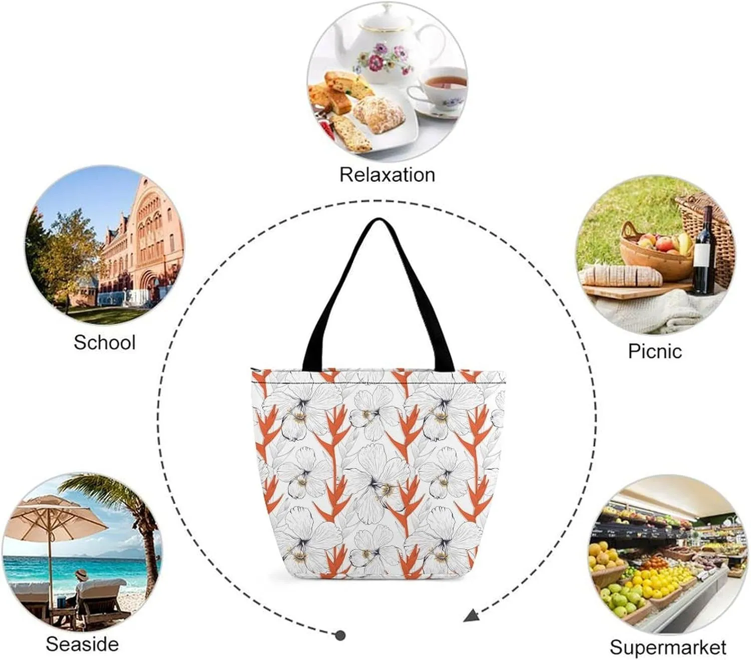 Monstera Green Leaf Frangipani Flowers Hobo Handbags With Zipper Women's Tote Handbags
