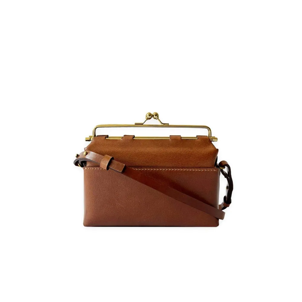 Nappa Dori Tan Kisslock Bag