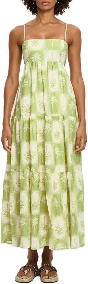 NUFIWI Women Summer Boho Striped Maxi Dress Spaghetti Strap Smocked Flowy Long Dress Ruffle Swing Tiered Beach Sundress